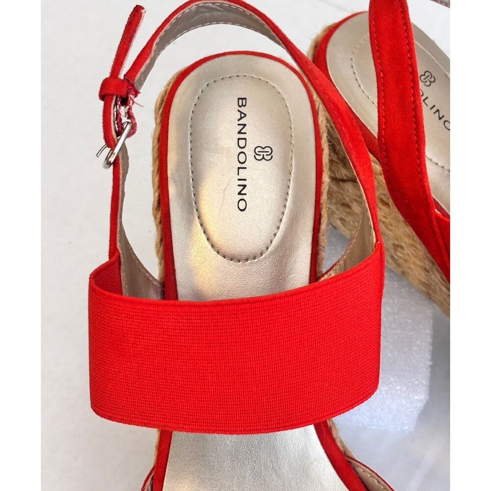 BANDOLINO Red Wedge Women's Espadrille Open Sling Back Open Toe Sandals 9M - Picture 7 of 9